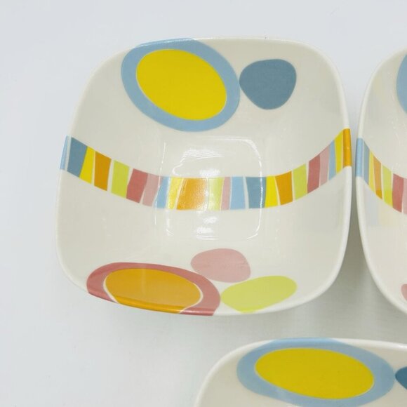 222 Fifth Orbit Bright Square 6" Cereal Bowls Fine China Set of 3 - Picture 2 of 14
